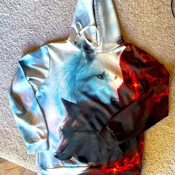 トップス CRYSTAL LAKE wolfbird hoodie XL Amazon.com: 228CLOSET Unisex Hoodie 3D Printed Galaxy Wolf
